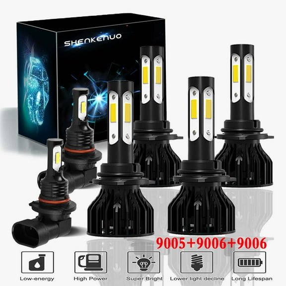For Toyota Corolla 2005-2008 LED Headlight Bulbs,9005 HB3 High beam and 9006 HB4 Low Beam+9006 Fog light Bulbs,6pc