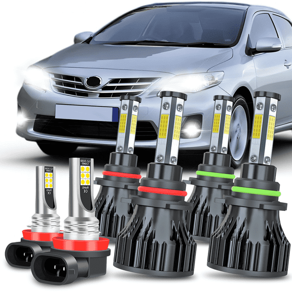 For Toyota Corolla 2009 2010 2011 2012 2013 LED Headlight 9005 9006 High/Low+H11 Fog Light Bulbs Kit