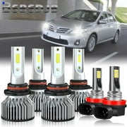 For Toyota Corolla 2009 2010 2011 2012 2013 LED Headlight High/Low + Fog Lights