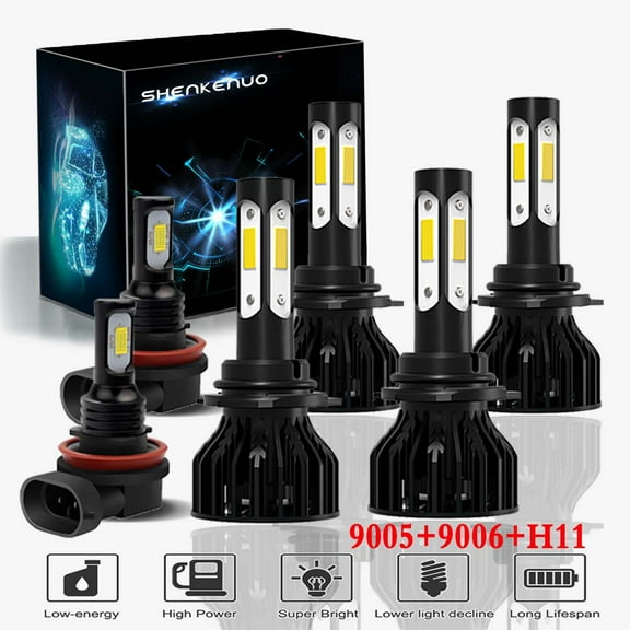 For Toyota Corolla 2009-2015 Headlights,9005 HB3 High beam and 9006 HB4 Low Beam Bulbs and H11 Fog light Bulbs,6pcs