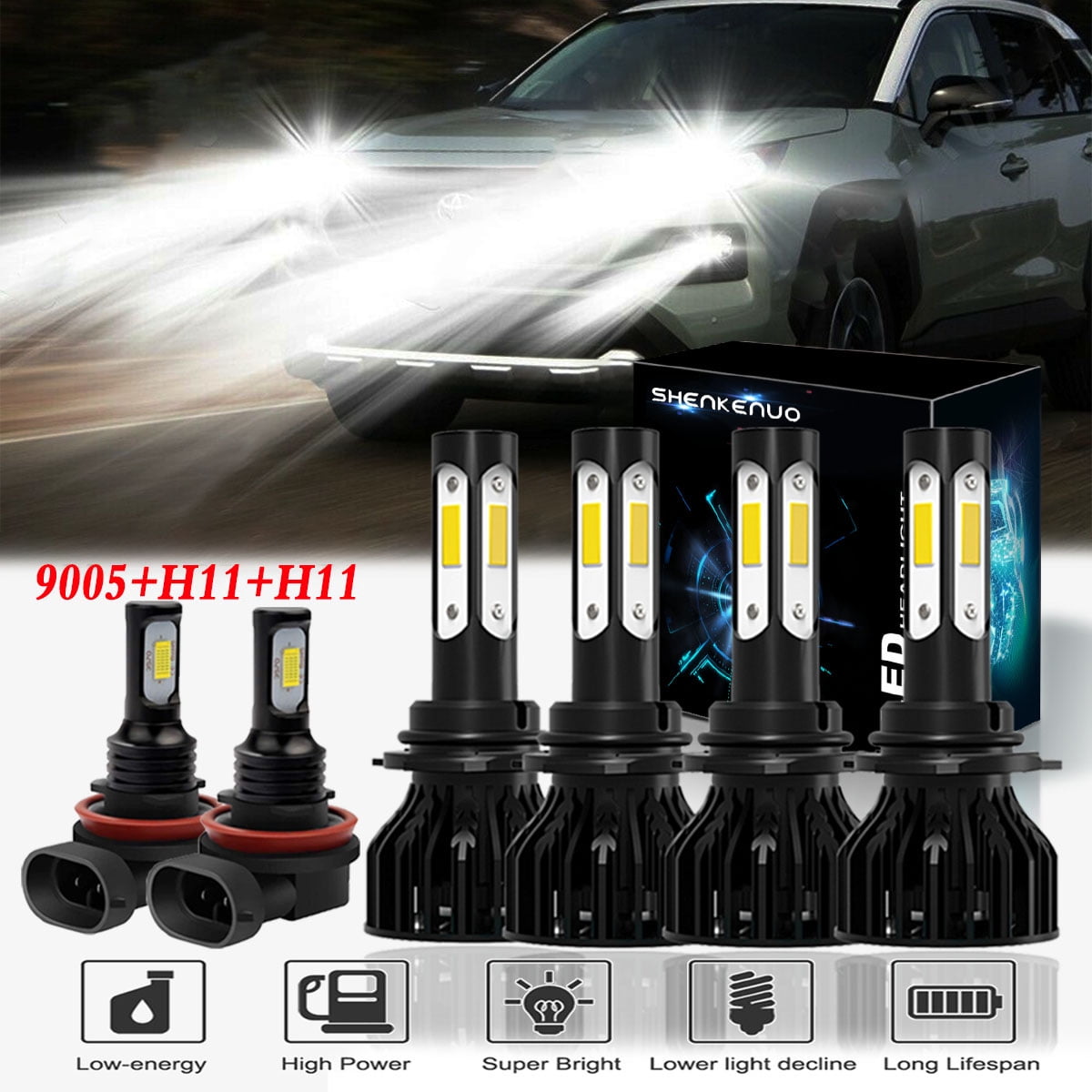 For Toyota Corolla 2009-2013 6x 4 sides Combo LED Headlight H11 Fog Light Bulbs For Toyota Corolla 2009-2013 6x 4 sides Combo LED Headlight H11 Fog Light Bulbs