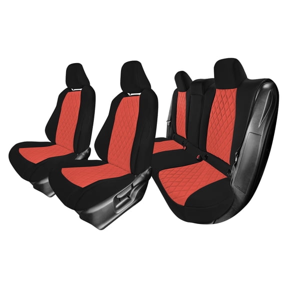 For Toyota Corolla 2020-2024 FH Group Custom Fit Neoprene Car Seat Covers Waterproof Red - Full Set (Headrest - Rear Non Detachable)