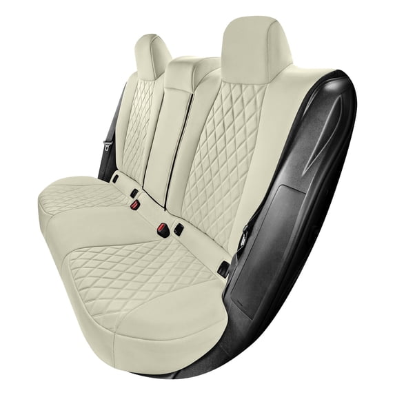 For Toyota Corolla 2020-2024 FH Group Custom Fit Neoprene Car Seat Covers Waterproof Solid Beige- Rear Seat (Headrest - Rear Non Detachable)
