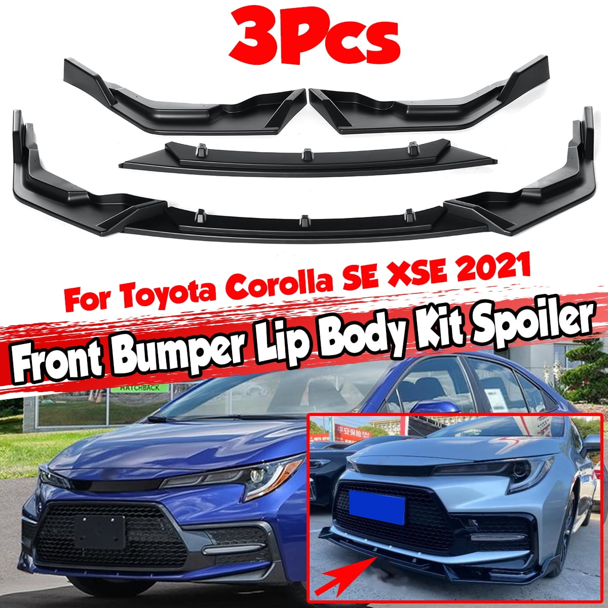 For Toyota Corolla SE XSE 2021 Matte Black Front Bumper Lip Spoiler ...