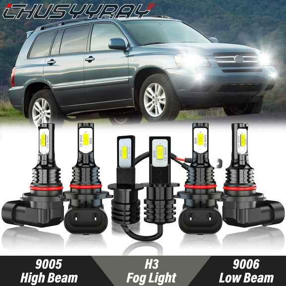For Toyota Highlander 2001 2002 2003 LED Headlight High Low Beam Fog Light Bulbs Kit 6000K White 6x