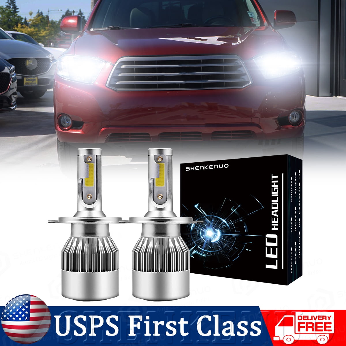 For Toyota Highlander 2008 2009 2010 LED Headlight H4 Bulb High/Low ...