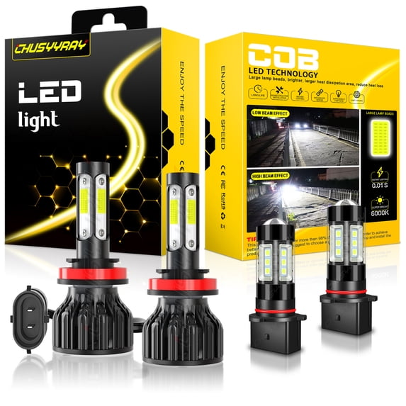 For Toyota Highlander 2011-2013 H8 H11 LED Headlight + PSX26W 12278 Fog Light Bulb combo 4Piece