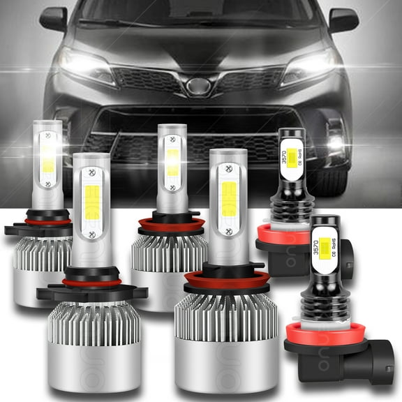 For Toyota Highlander 2014-2017 2018 2019 2020 LED Headlight High Low Beam + Fog Light Bulbs Combo Kit 6pcs