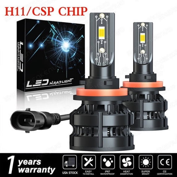 For Toyota Highlander 2014-2019 H11 LED Headlight Bulbs Low Beam 6000K Pack of 2