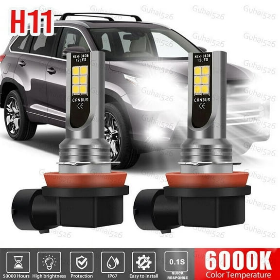 For Toyota Highlander 2017-2019 2X H11 LED Headlight Bulb Low Beam Super White