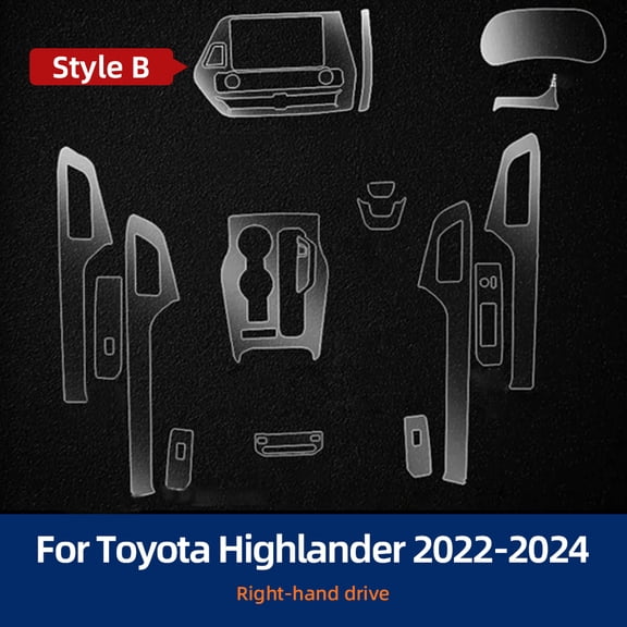 For Toyota Highlander 2024 2023 2022 Interior Film Transparent TPU Gear Panel Center Console PPF Protection Sticker Accessories.