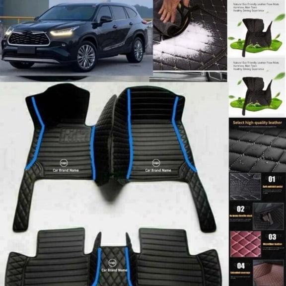 For Toyota Highlander Car Floor Mats Waterproof Luxury Custom Auto Carpet Liners