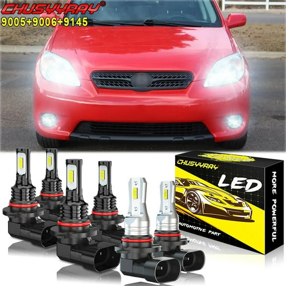 For Toyota Matrix 2003 2004 2005 2006 2007 2008 LED Headlight High Low Beam Fog Light Bulbs Kit White 6x