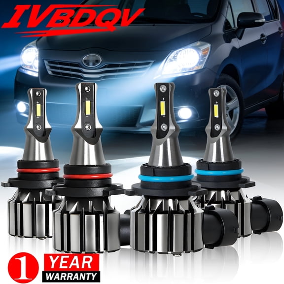 For Toyota Matrix 2003-2006 2007 2008 - 4X 6000K White LED Headlight High Low Beam Light Bulbs Kit