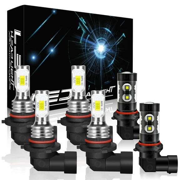 For Toyota Matrix 2003-2008 White LED Headlight Bulb Kit Fog Light 9005 9006 9145 6Pcs,3570