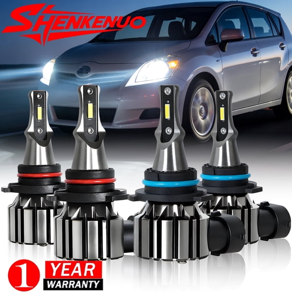 For Toyota Matrix 2009-2012 2013 LED Headlight Bulbs High/Low Beam 9006 & 9005 6000K White 4Pcs Super Bright Plug-and-Play