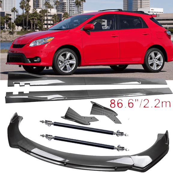 For Toyota Matrix Carbon Fiber Front Bumper Lip Spoiler 86.6" Side Skirt