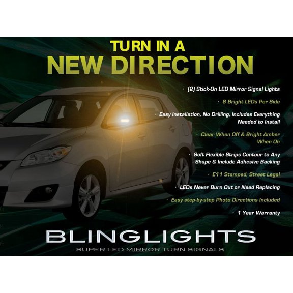 For Toyota Matrix LED Side View Mirrors Turnsignals Lights Accents Mirror Turn Signals Lamps Signalers