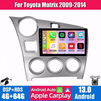 For Toyota Matrix Radio 2009-2014 Android 13 Car Stereo 9" Touchscreen Wireless Carplay Android Auto GPS Navigation with Reverse Camera 4G RAM 64G ROM
