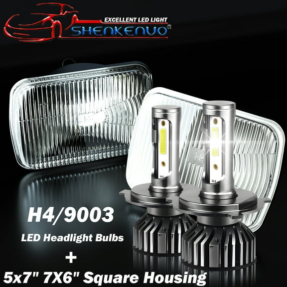 For Toyota Pickup 1982-1995 Hardbody Truck 5x7'' 7x6'' LED Crystal Clear Glass Lens Headlight Set