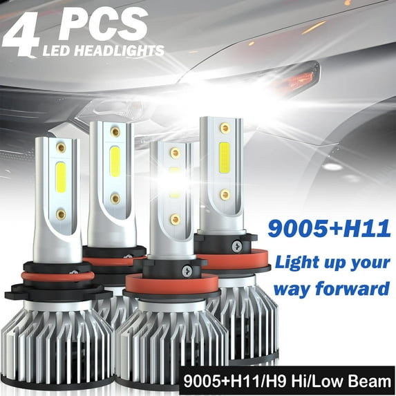 For Toyota Prius 2010 2011 2012 2013 2014 2015 LED Headlight Bulbs 9005 H11 High&Low Beam,500% Brighter than Halogen,Pack of 4