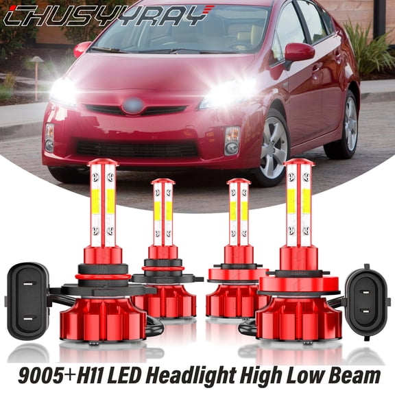 For Toyota Prius 2010 2011 2012-2015 Front LED Headlight Bulbs Hi-Lo Beam Upgrade Kit 6000K White 4x