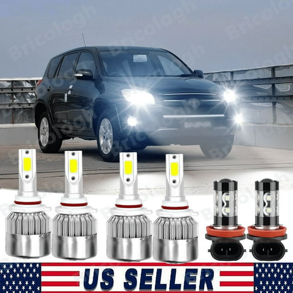 For Toyota RAV4 2013-2015 - 6x LED Headlight High Low+ Fog Light Bulbs Combo Kit