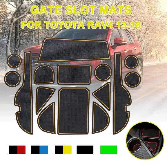 For Toyota RAV4 2013-2018 15pcs Anti-Slip Gate Slot Mat Rubber Coaster Accessories for RAV 4 2013 2014 2015 2016 2017 2018