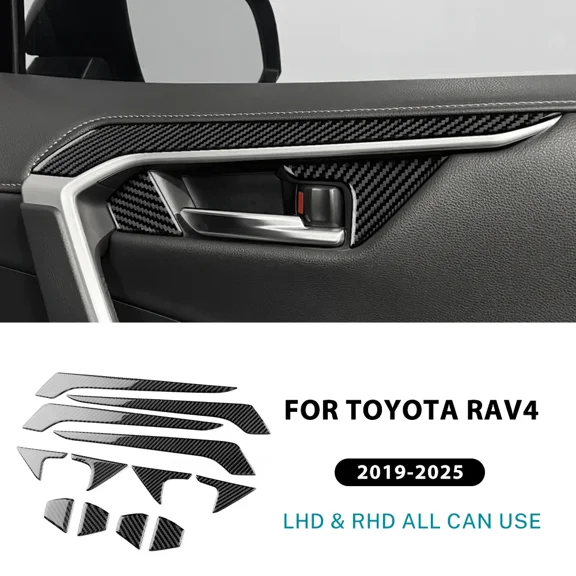 For Toyota RAV4 XA50 2019 2020 2021 2022 2023 2024 2025 Real Soft Carbon Fiber Sticker LHD RHD Car Inner Door Handle Trim Panel.