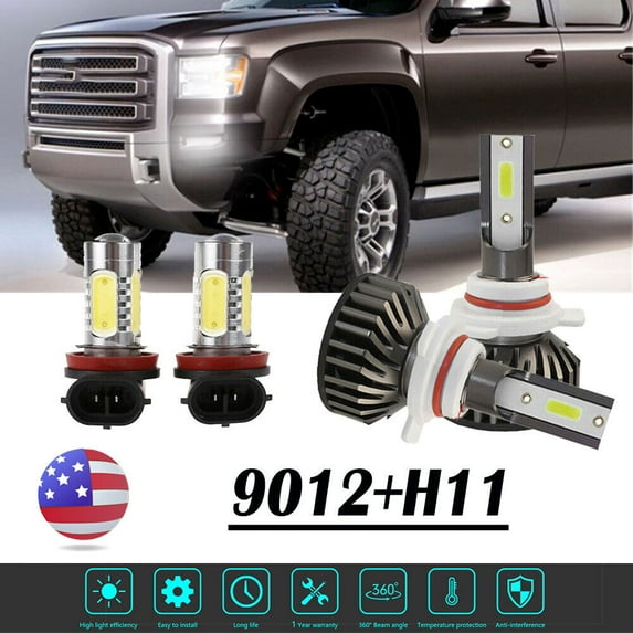 For Toyota Rav4 2016 2017 2018 2019 - 4pc White LED Headlight + Fog Lights Bulbs