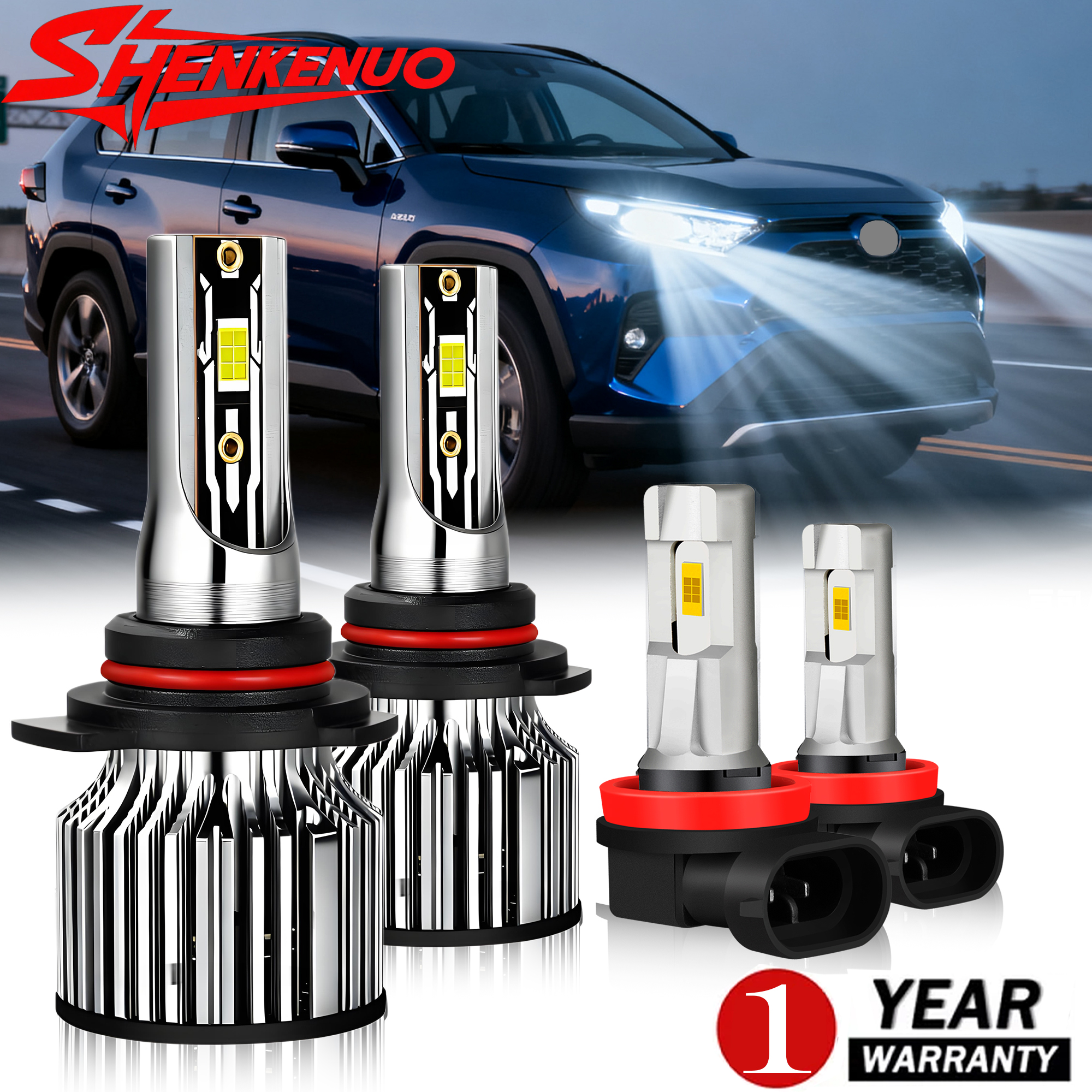 For Toyota Rav4 2016 2017 2018 2019 White LED Headlight+Fog Lights Bulb ...
