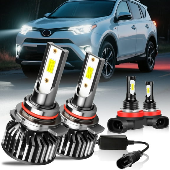 For Toyota Rav4 2016 2017 2018 Headlights,9012 LED High/Low Beam and H11 Fog light Bulbs,4pcs