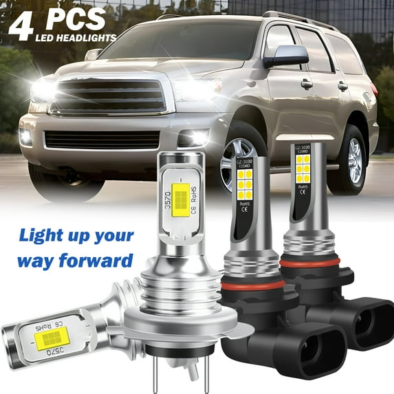 For Toyota Sequoia 2001-2007 4x LED Headlight Fog Light Bulbs Combo Kit 6000K