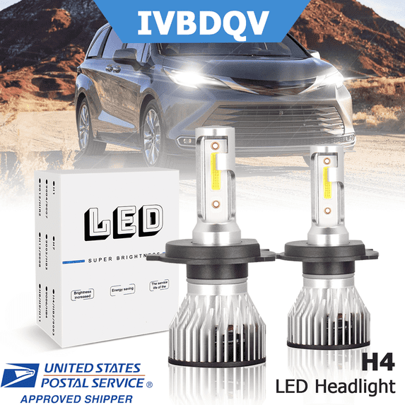 For Toyota Sienna 1998-2003 LED Headlights H4/9003 High Low Beam Bulb 2Pcs 36W 6000K Bright White