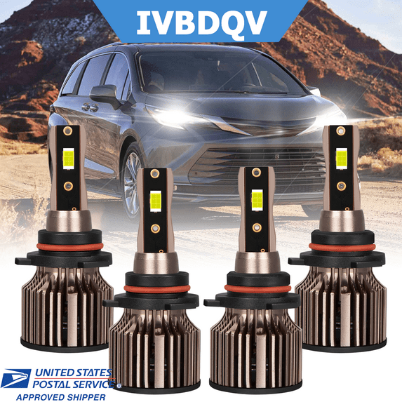 For Toyota Sienna 2004-2010 LED Headlight Bulbs 9005 High+9006 Low Beam Combo 4Pcs White Q7