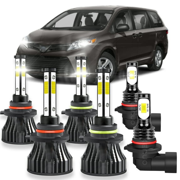 For Toyota Sienna 2006-2010 LED Headlight + Fog Light Bulbs white 6Pcs