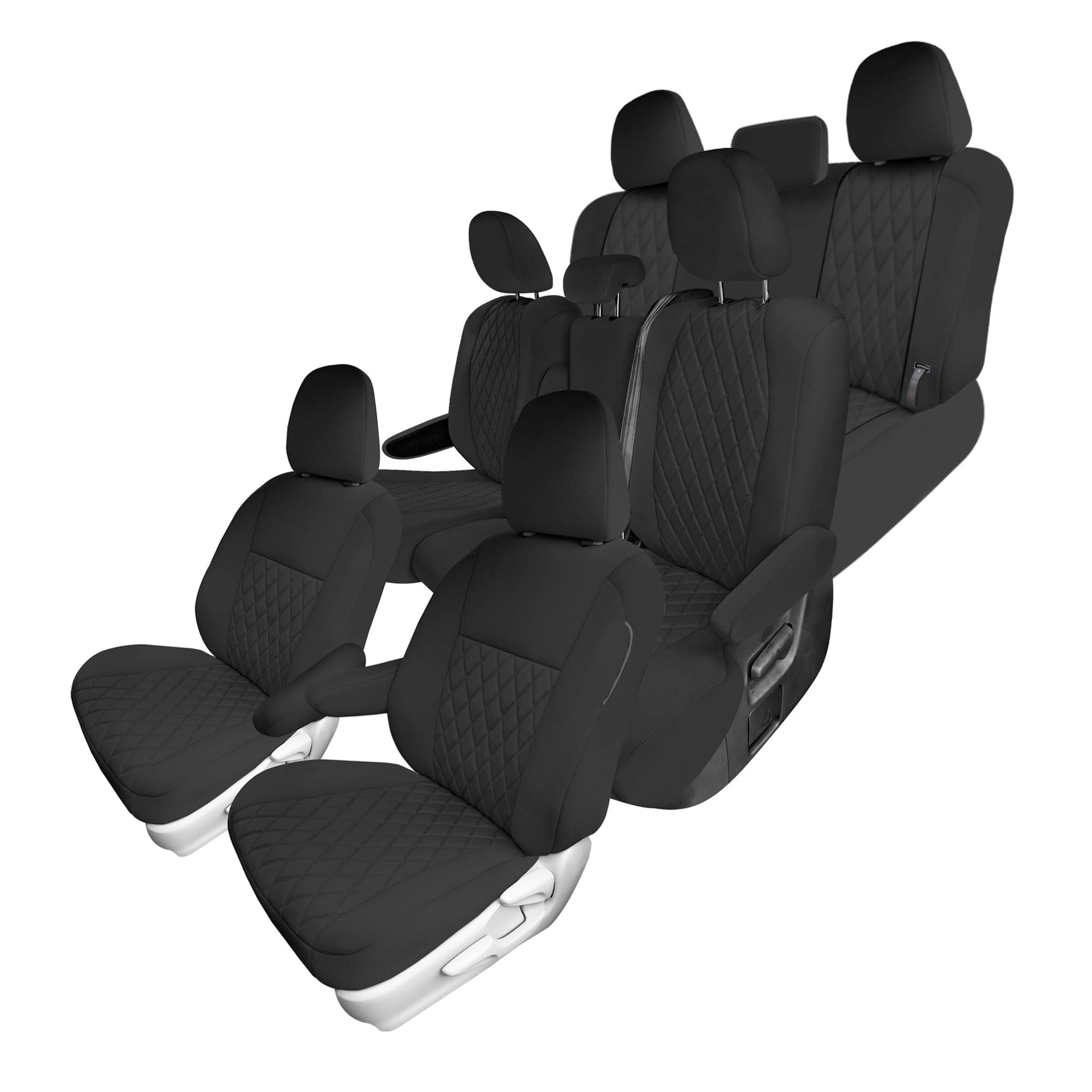 For Toyota Sienna 2011-2020 FH Group Neoprene Waterproof Custom Fit Car Seat Covers - Black Full Set 7 Seater