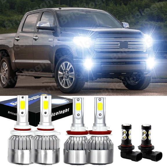 For Toyota Tundra 2007-2013 COB 6x White LED Headlight Hi/Lo + Fog Light Bulbs