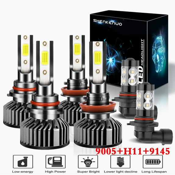 For Toyota Tundra 2007-2013 LED Headlight Bulbs,9005 High beam and H11 Low Beam and 9145 Fog light Bulbs,Pack of 6