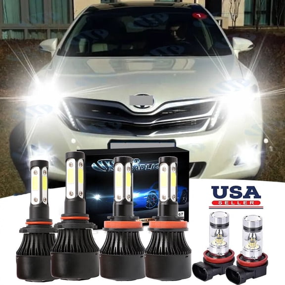 For Toyota Venza 2009-2016 -6PCS LED Headlights Hi/ Low Fog Light Bulbs 6500K