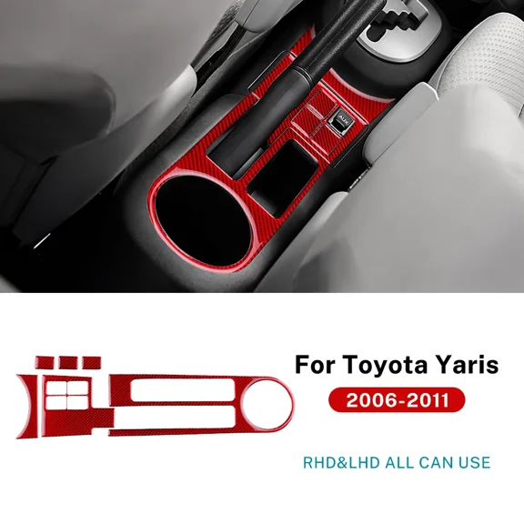 For Toyota Yaris 2006 2007 2008 2009 2010 2011 Real Soft Carbon Fiber Sticker LHD RHD Car Gear Handbrake Water Cup Accessories.