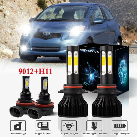 For Toyota Yaris 2015-2018 Headlights 9012 High/Low Beam+ H11 Fog light Bulbs 4pc