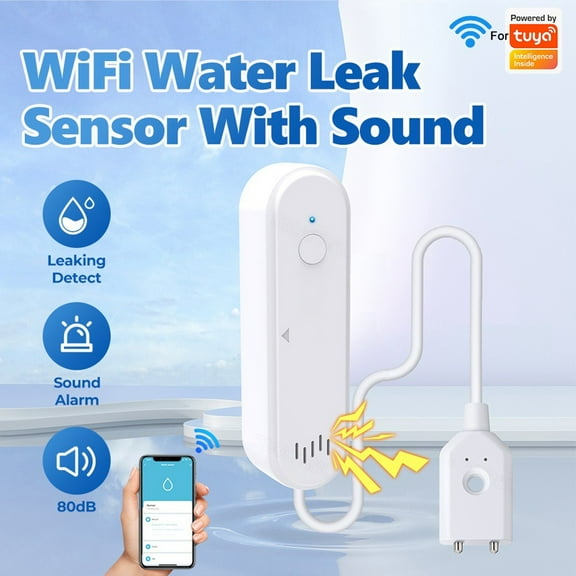 For Tuya Bluetooth-Compatible Wifi Water Detector Sound And Notification System Smile Home