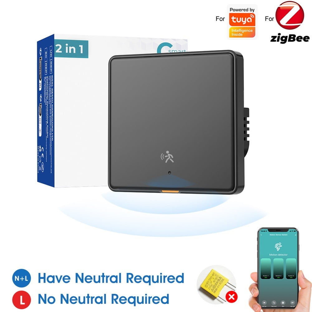 For Tuya For Zigbee 1/2/3 Gang Human Motion-Sensing Smart Wall Secure Switch