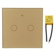 thumbnail image 1 of For Tuya Smart Light Switch 2 Gang, Wifi Smart Touch Wall Switch With Capacitor Gold Smile Home, 1 of 9