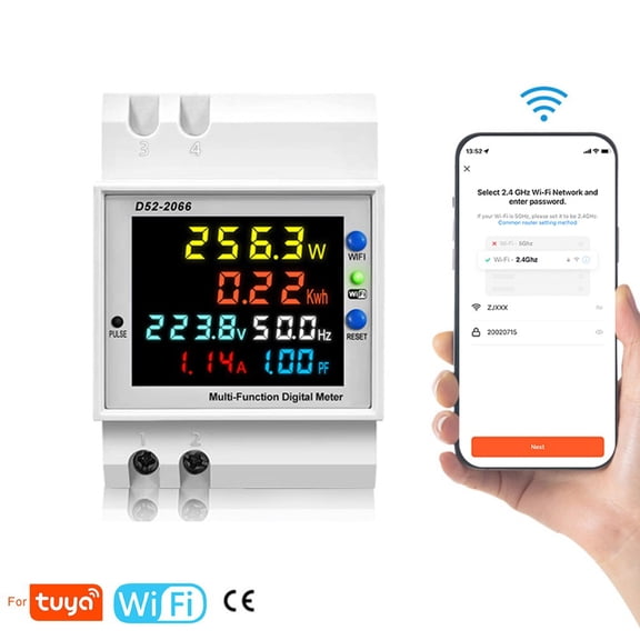 For Tuya Smart WiFi Digital Display Electricity Meter Multiple Function DIN rail