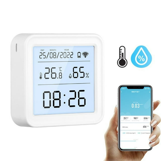 Indoor Thermometer Hygrometer, WiFi Humidity Meter And Temperature Sensor With App Control Large Display Backlight Notification Alerts For Home Baby Room Cellar Z09cbeefb7806a93bb23bz