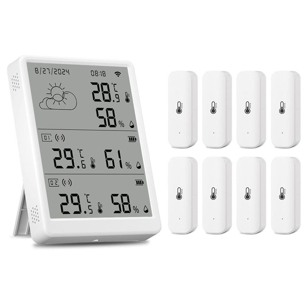 For Tuya WiFi RF433 Temperature Humidity Sensor LCD Screen Station 100 m Range