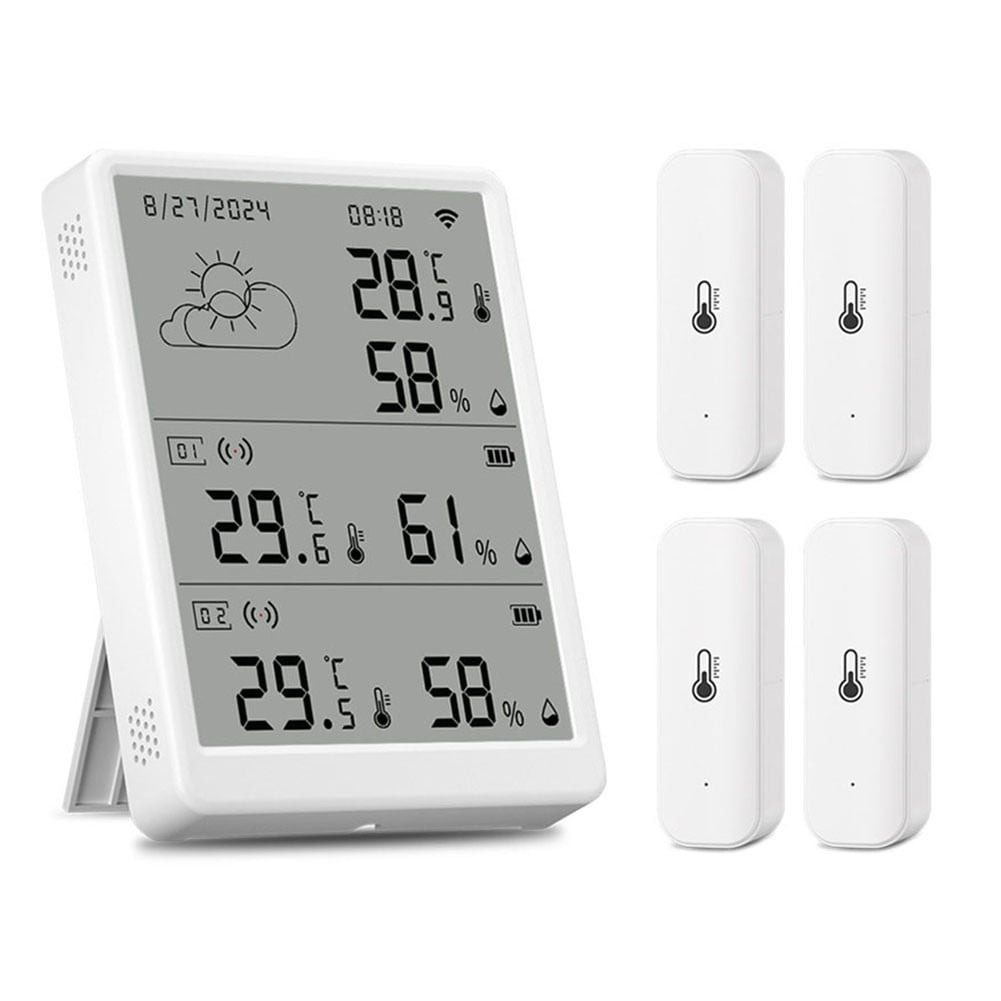 For Tuya WiFi RF433 Temperature Humidity Sensor LCD Screen Station 100 m Range