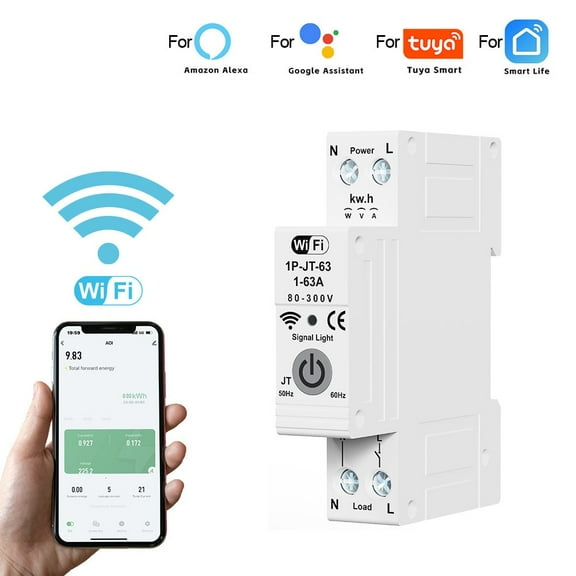 For Tuya Wifi Circuit Breaker with Voice Control and Flexible Scheduling Options for Efficient Energy Management